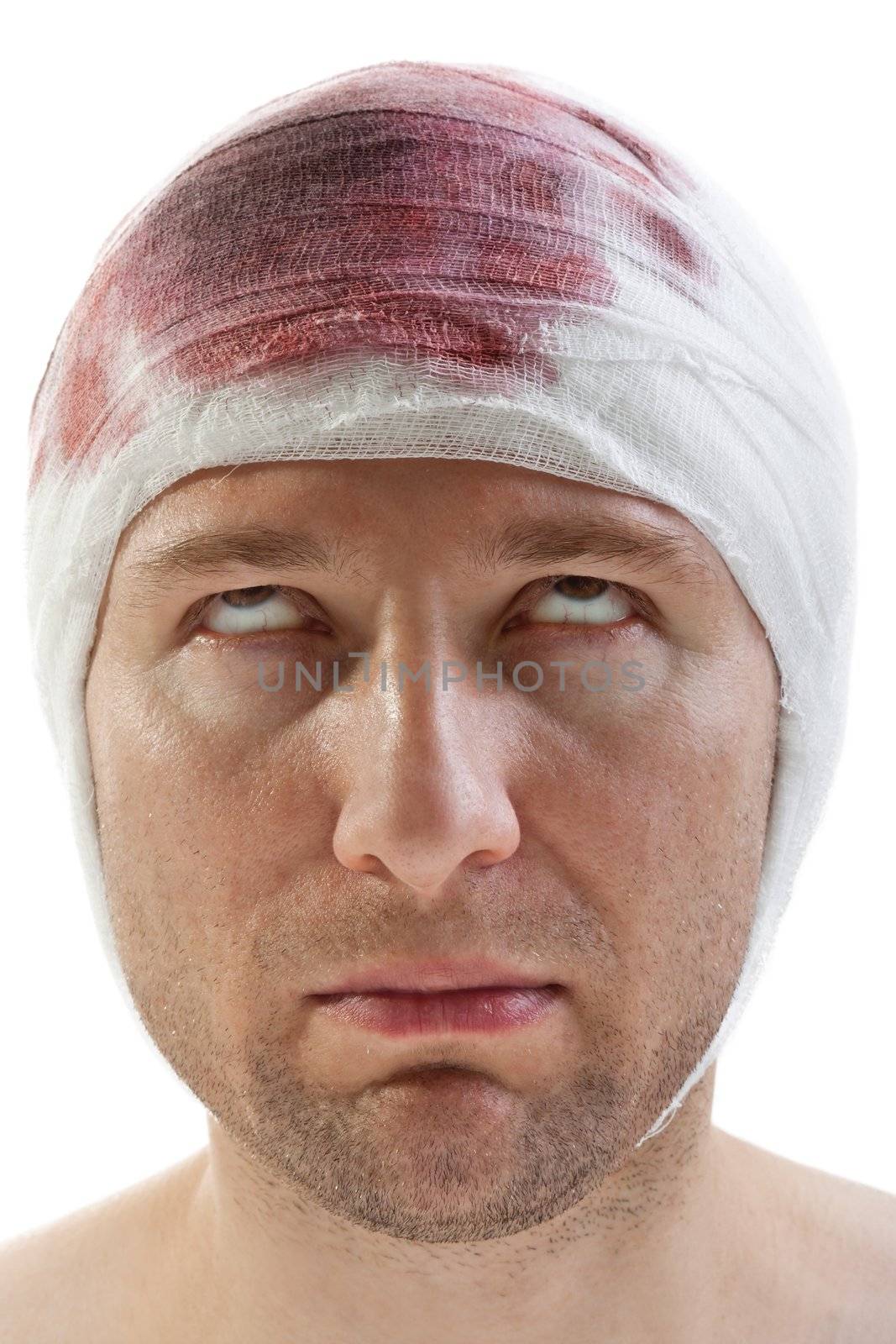 Bandage on human brain concussion blood wound head