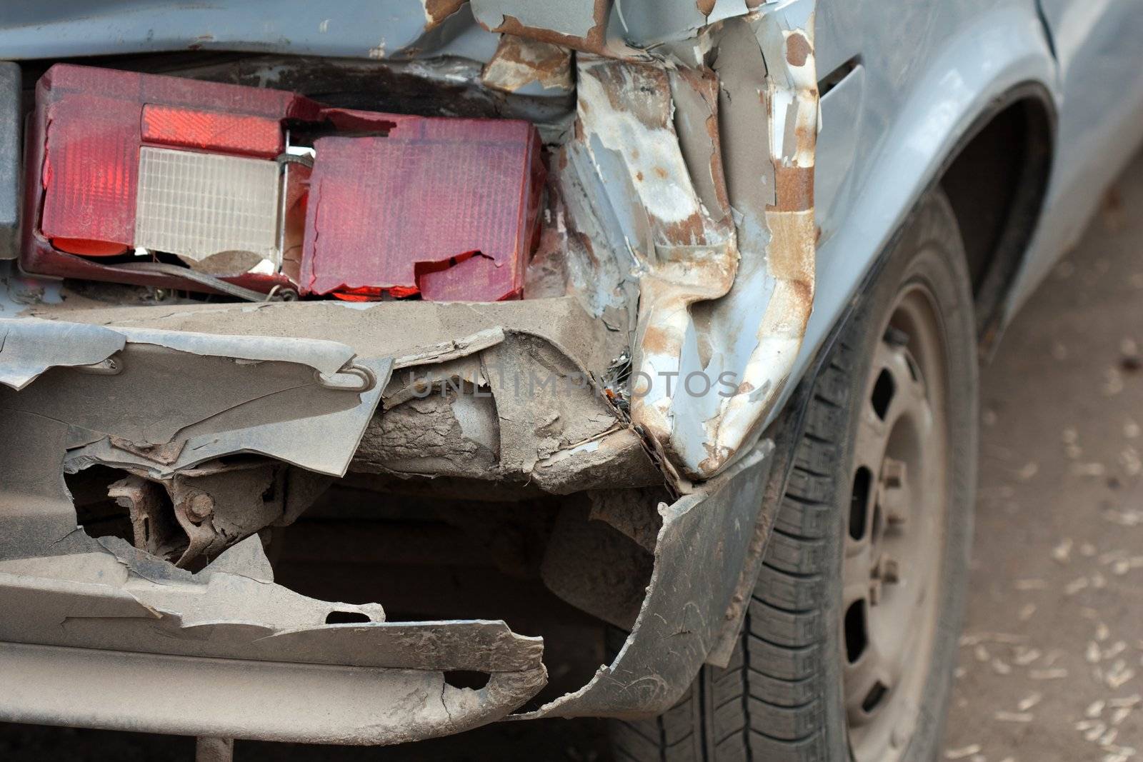 Accident crash damaged car or wreck broken vehicle