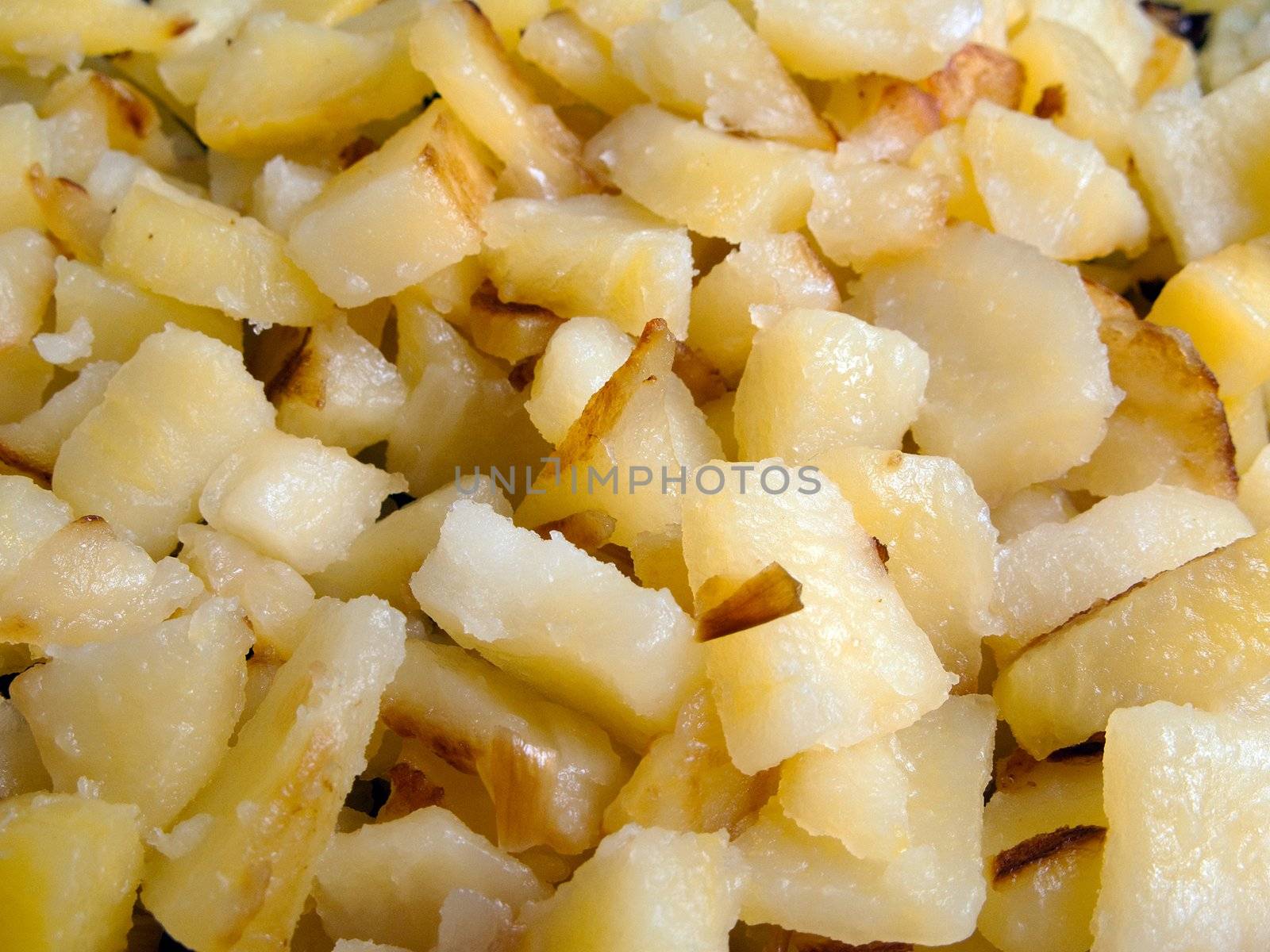 Fried potato food prepared for dinner meal eating