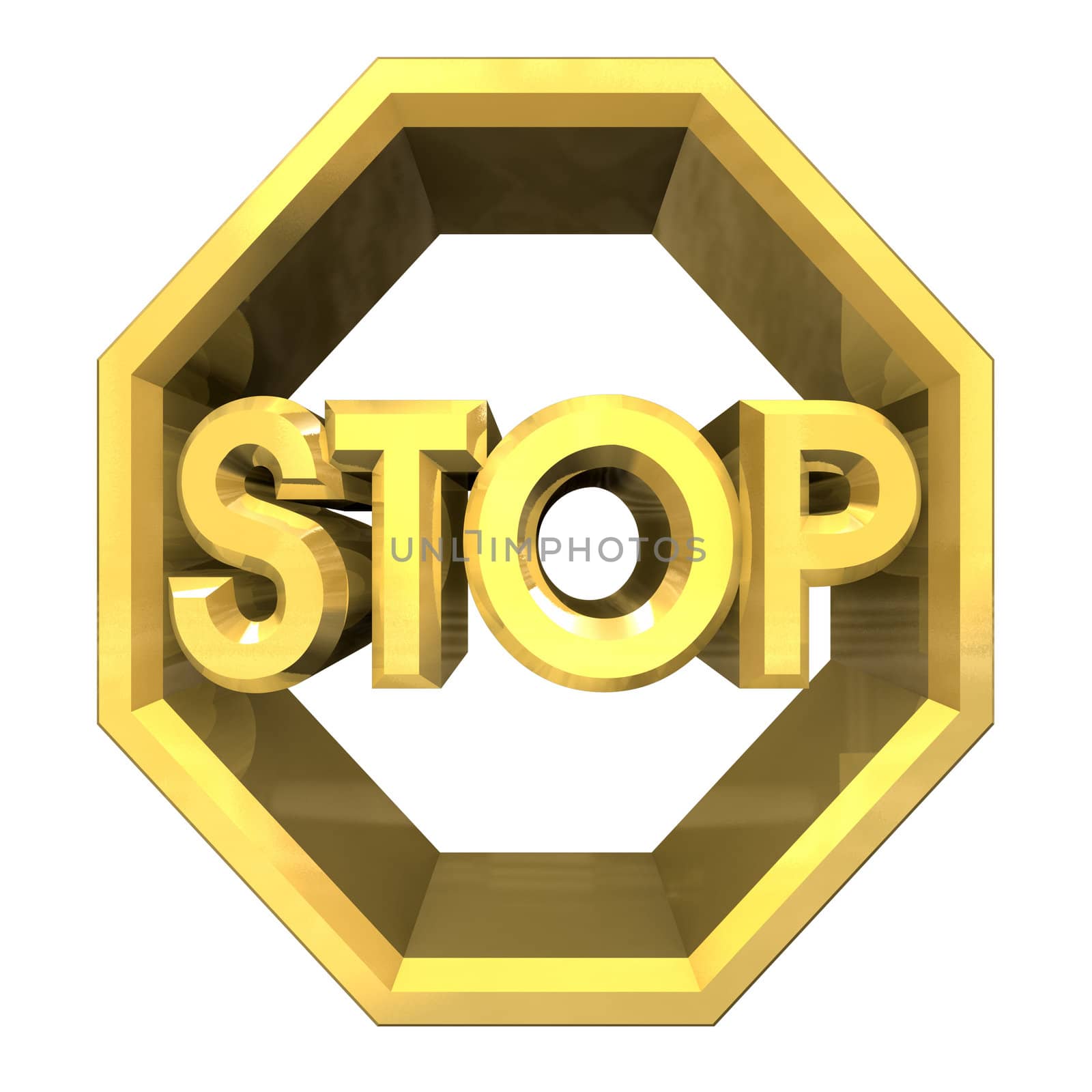 3d made STOP symbol in gold