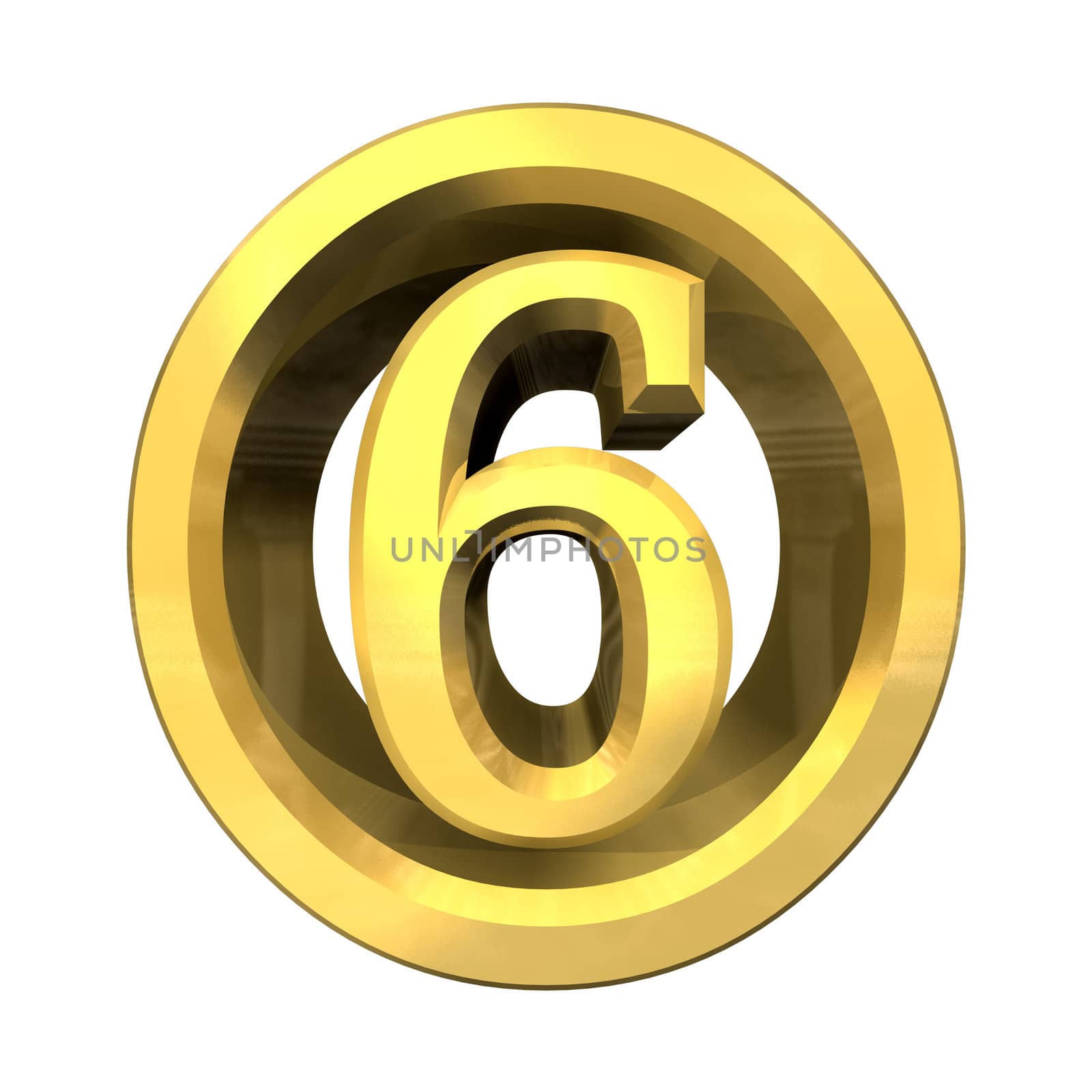 3d made - number 6 in gold 