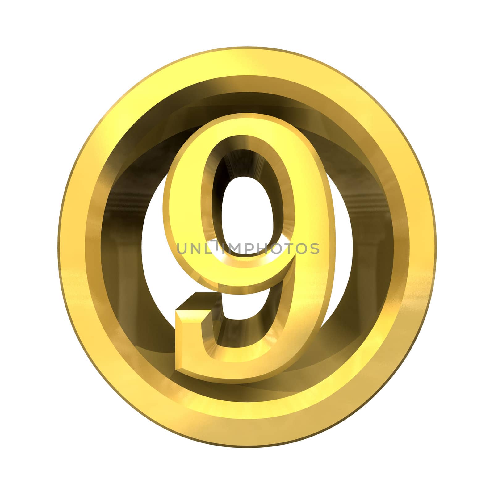 3d made - number 9 in gold 