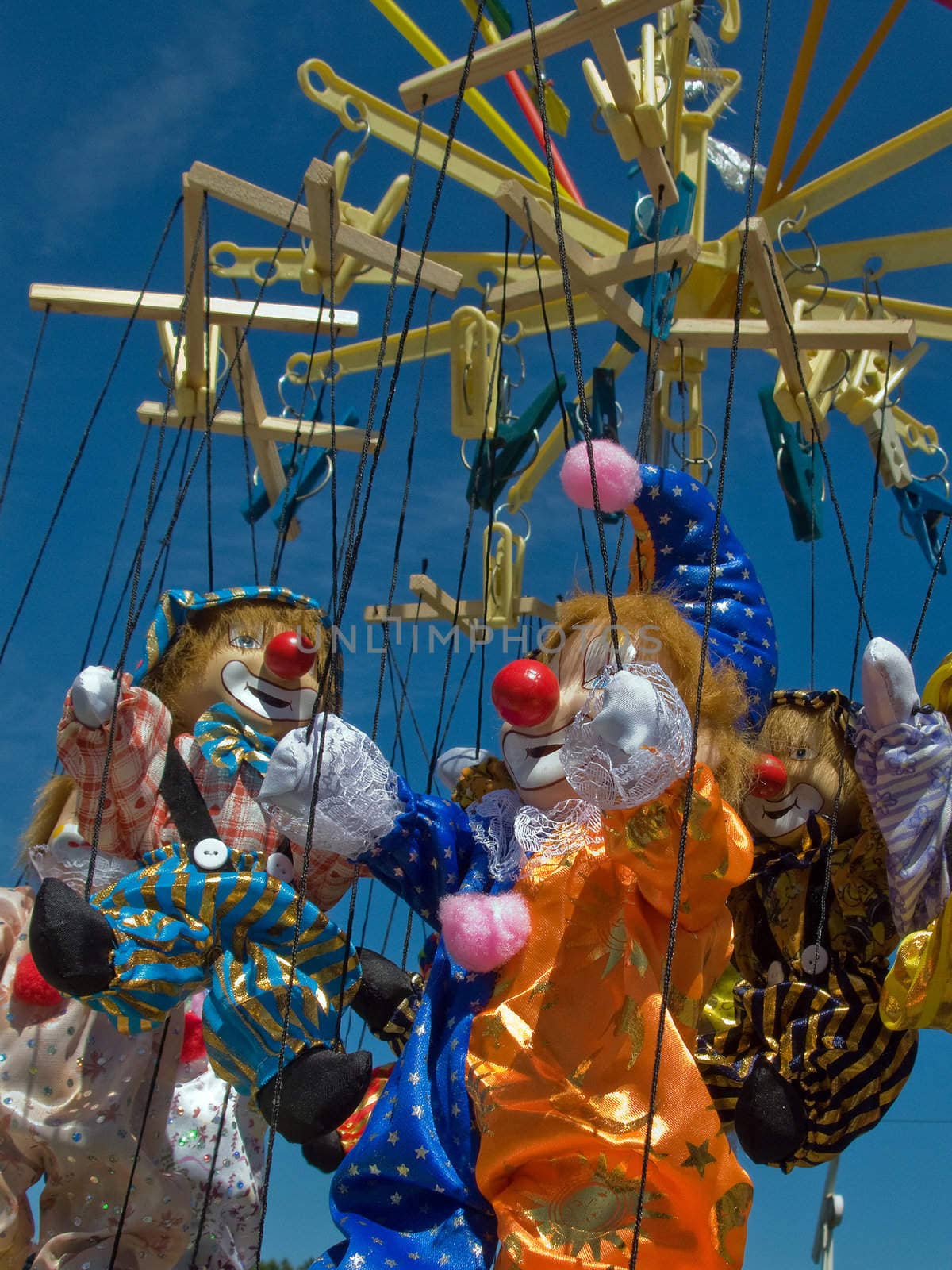 Puppet toy on string for human doll performance