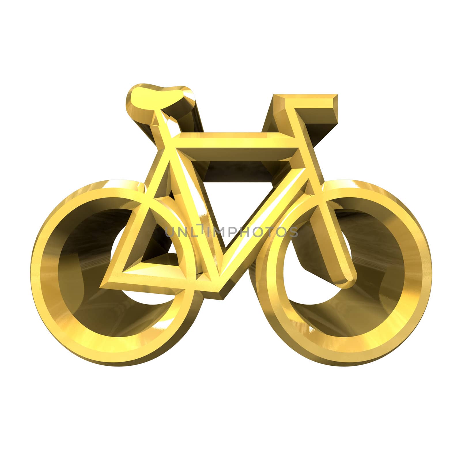 bike symbol in gold (3d made) 