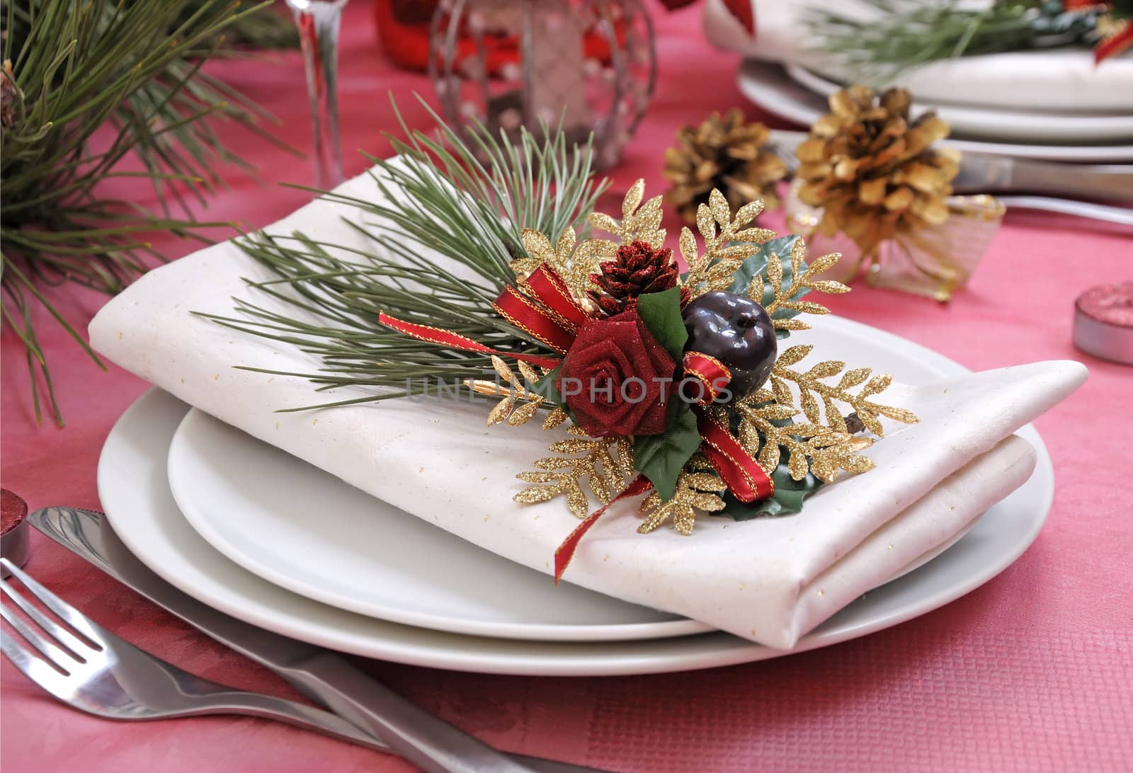 Fragment table setting for Christmas and New Year