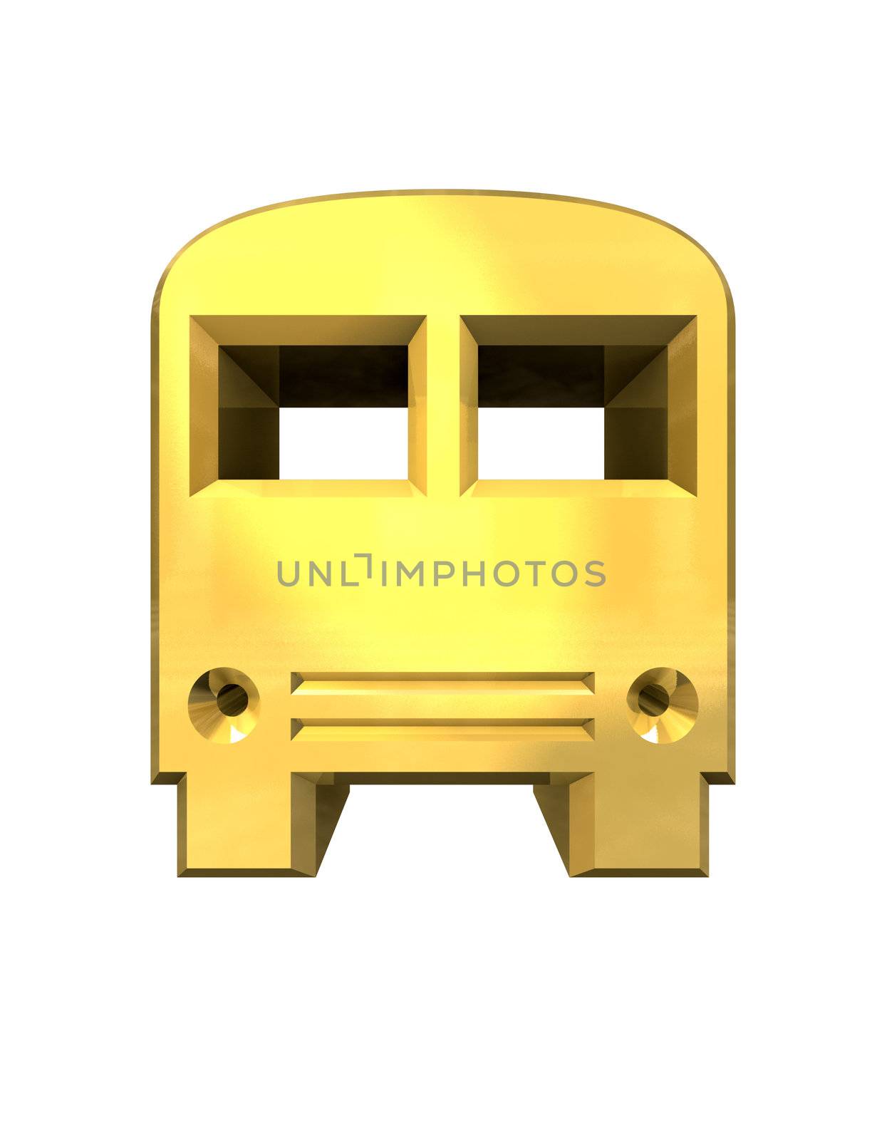 golden bus icon - 3D made