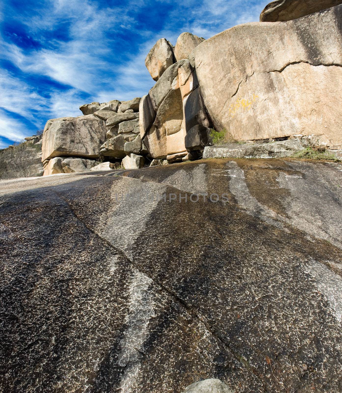 Rockscape granite mountain landscape cloud sky by dgmata
