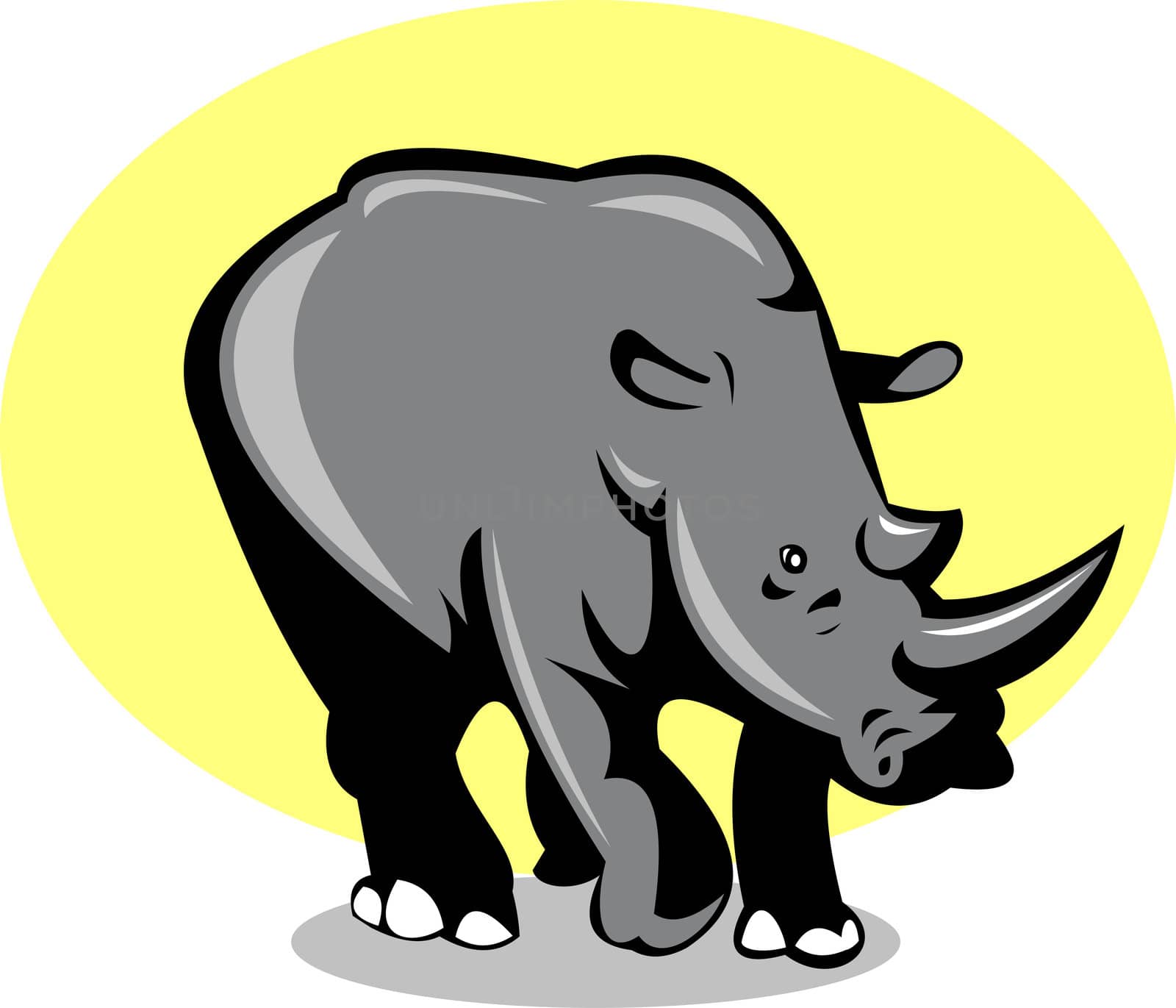illustration of a rhinoceros attacking