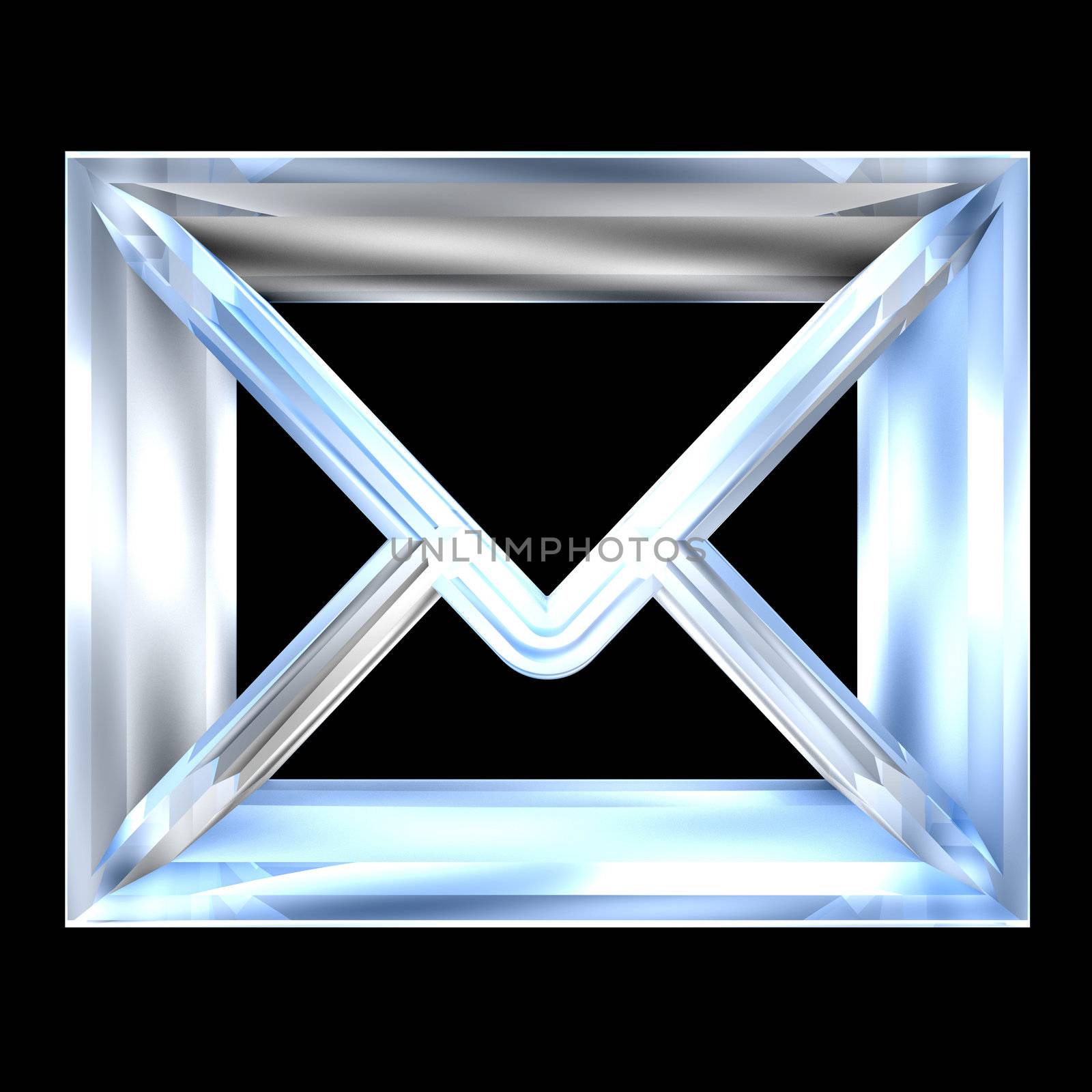 envelope email symbol in glass (3d made) 