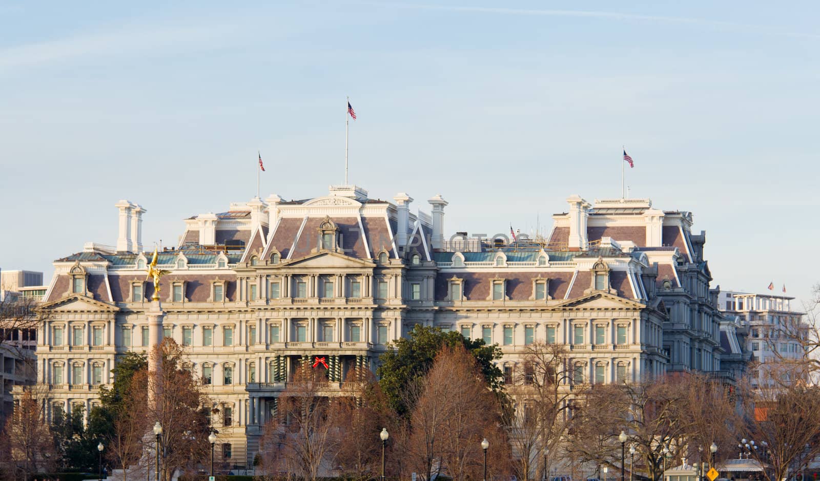 Eisenhower Executive office building in Washington DC at Christmas