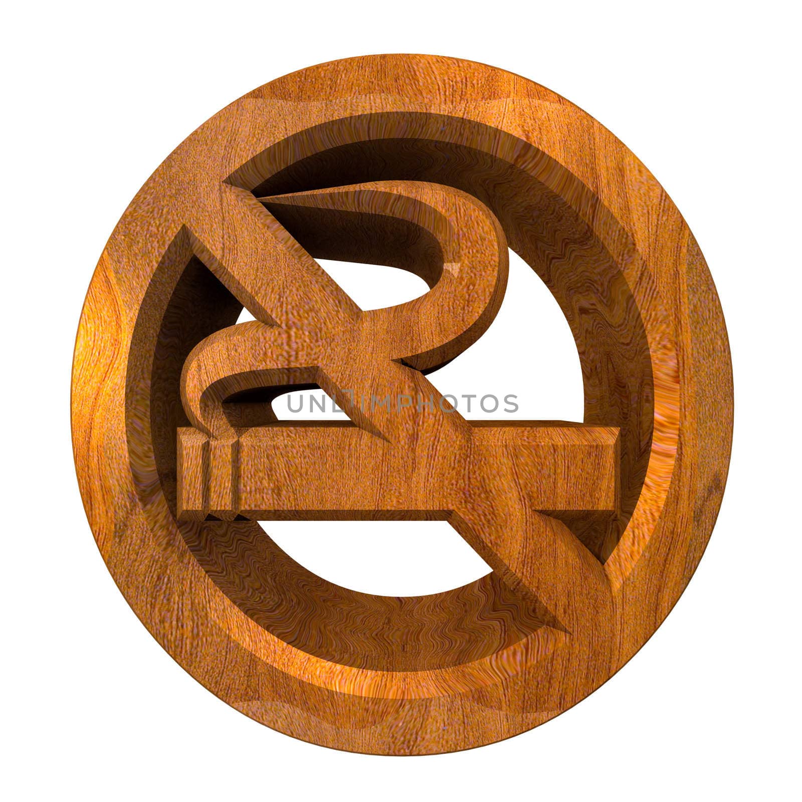 No smoking icon symbol in wood (3D made) 