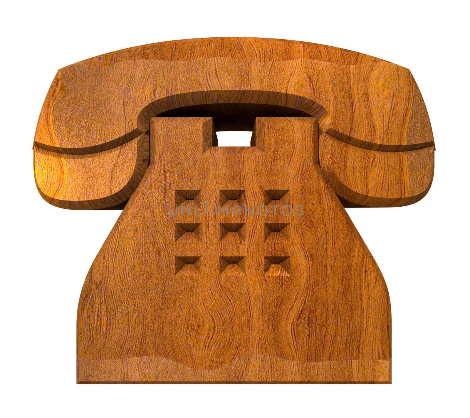 phone symbol in wood - 3D made