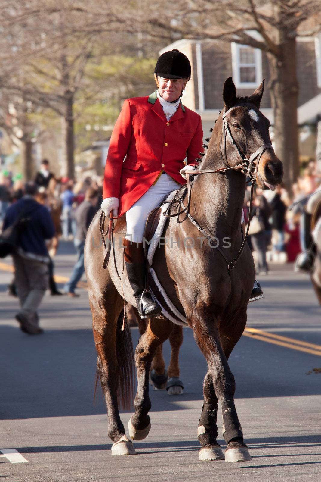 MIDDLEBURG, VA - DECEMBER 3: The Middleburg Hunt in traditional December parade down main street of Middleburg, Virginia on December 3, 2011