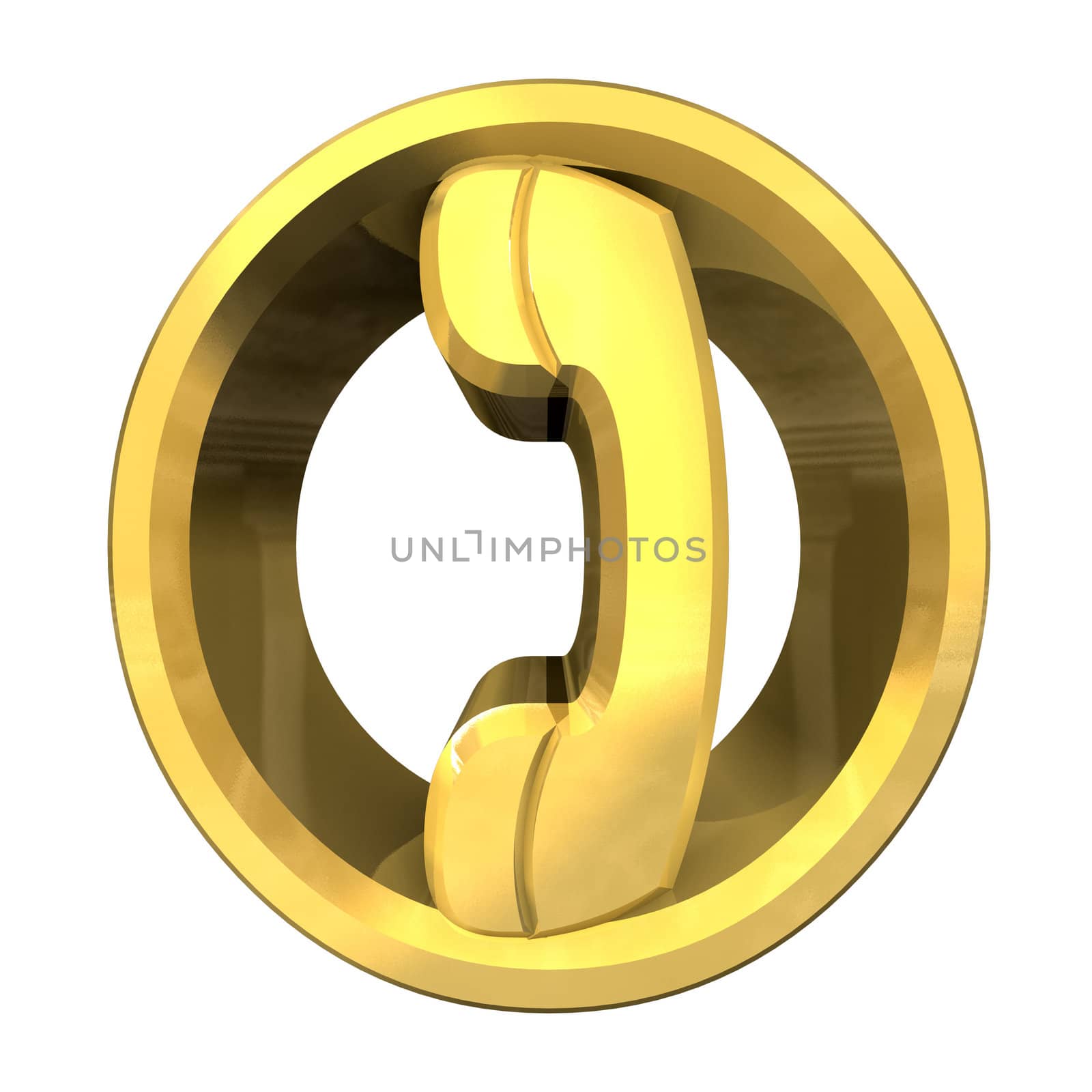 phone symbol in gold - 3D made