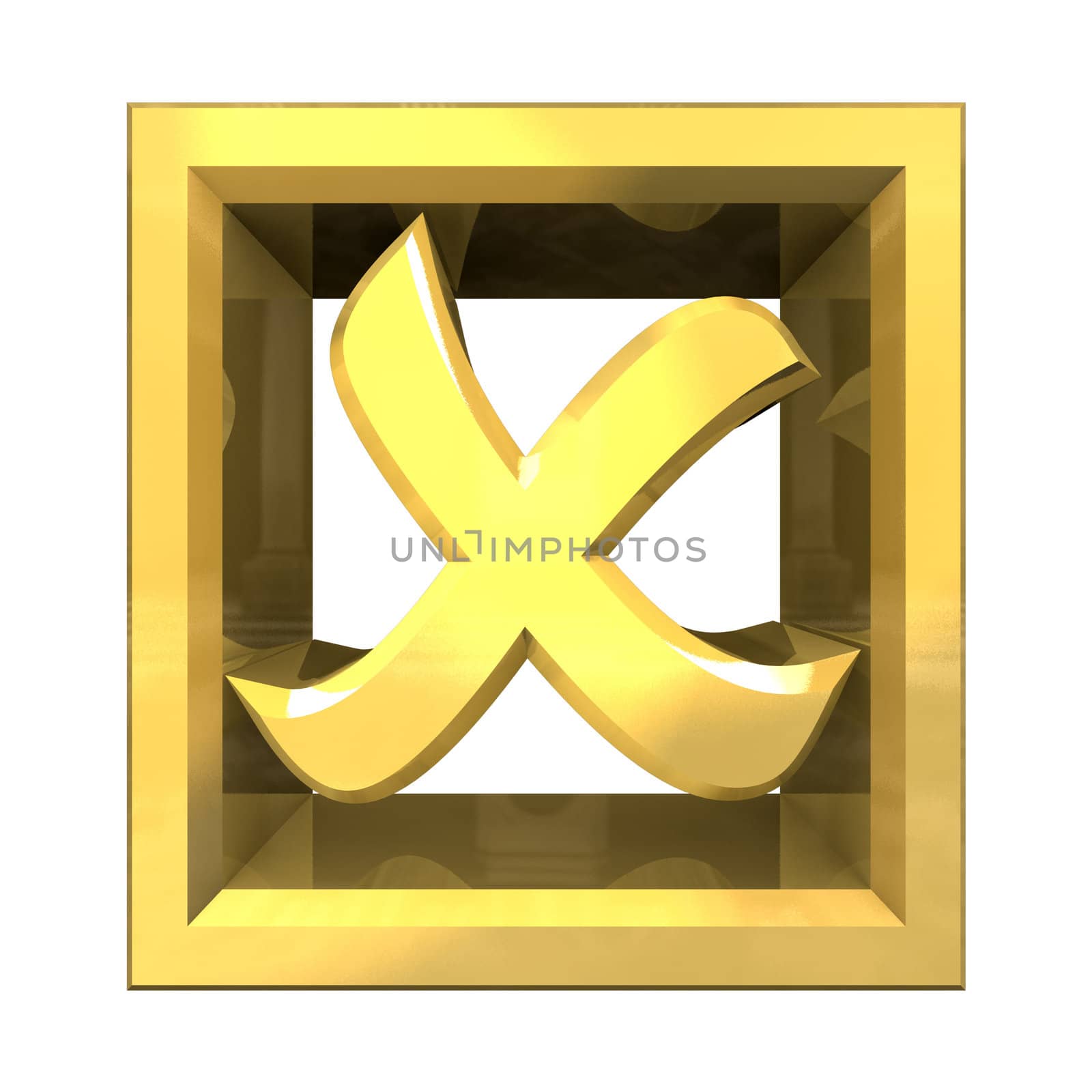 ko tick in gold isolated - 3D made