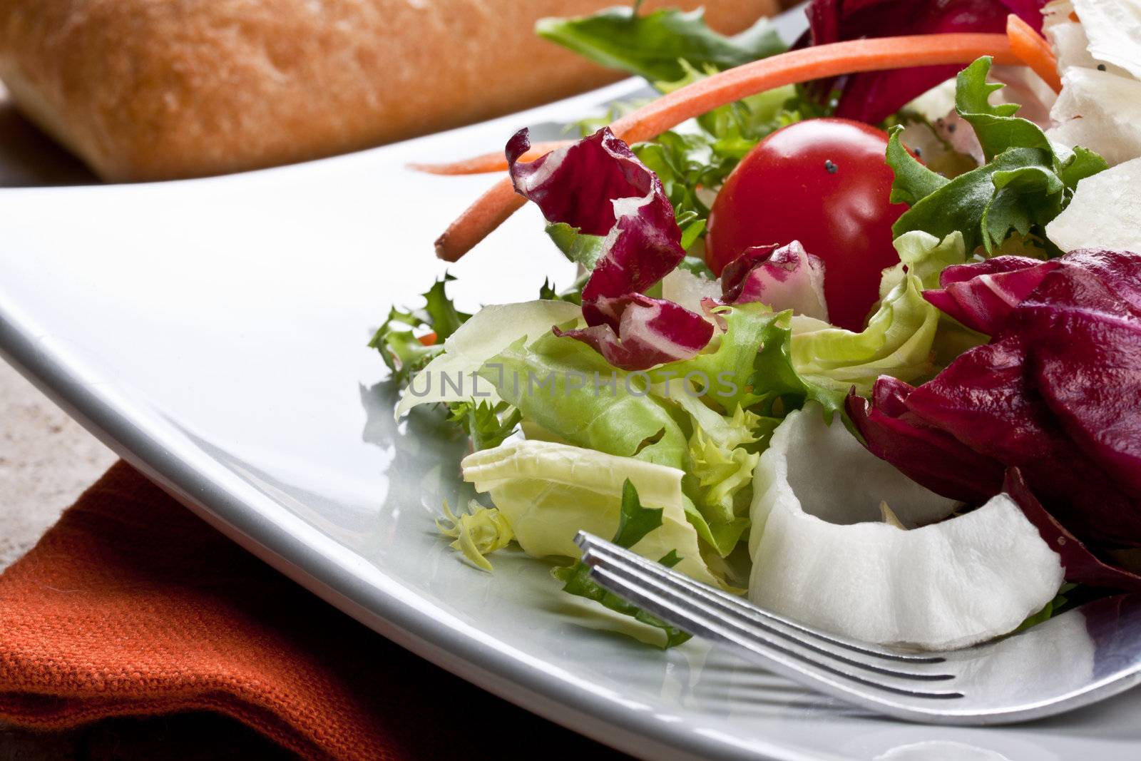 fresh mixed salad served on a plate