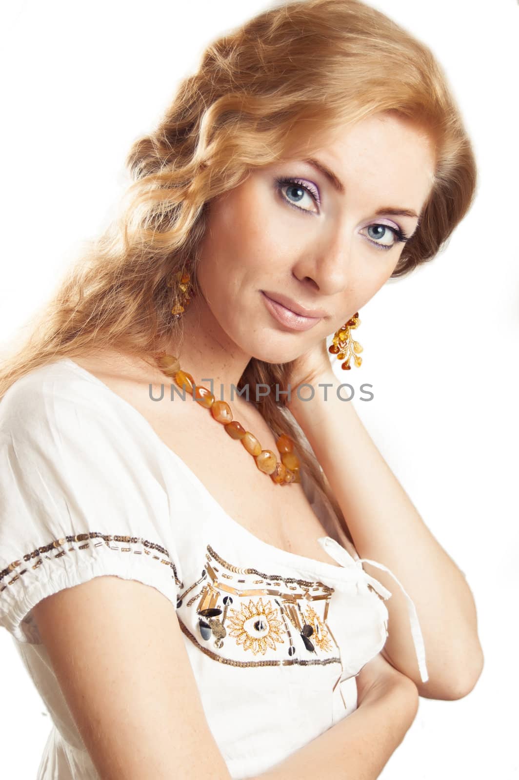 Woman with amber jewelry by Angel_a