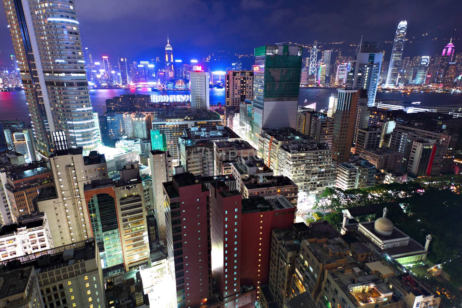 Hong Kong downtown city at night