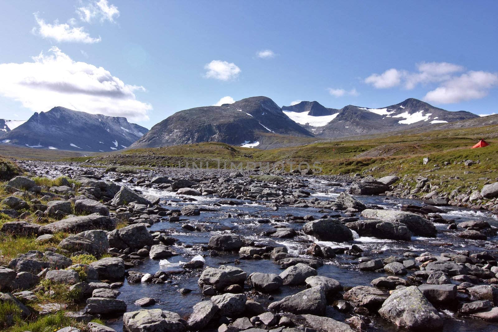 Mountain hiking landscape in the north of Sweden.