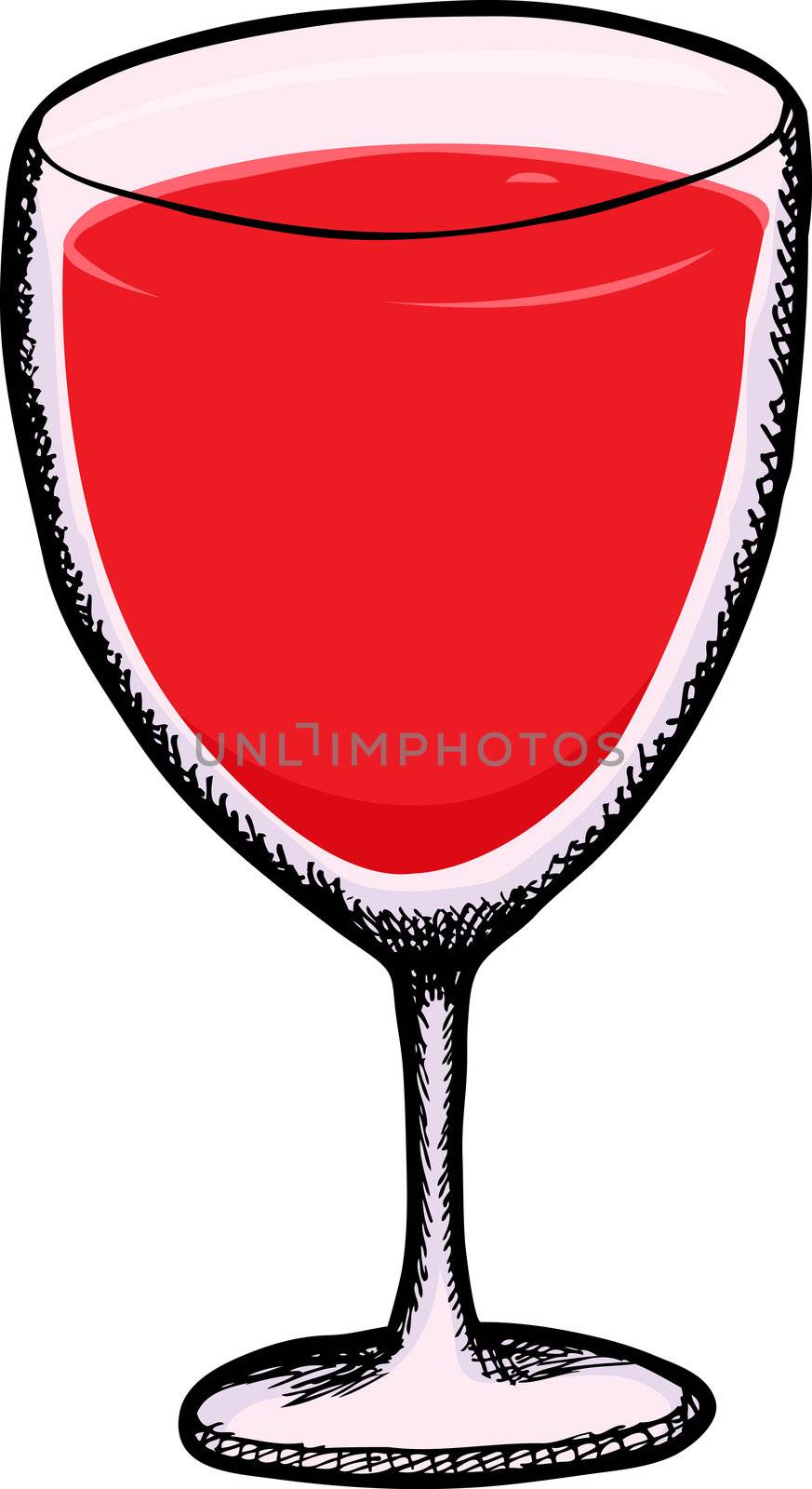Goblet with cranberry juice isolated over white