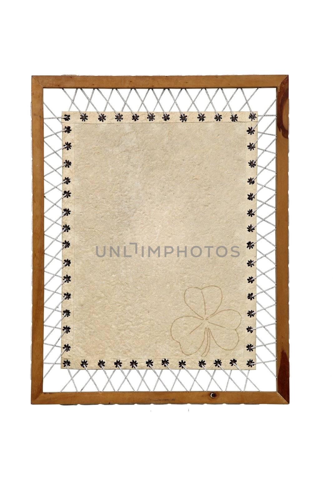 Vintage Paper with rope and wooden frame