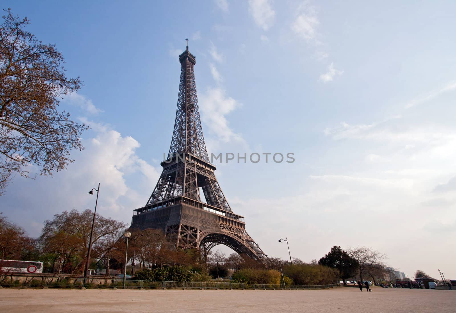 Eiffel tower garden in Paris France
