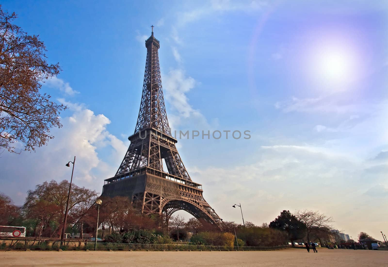 Eiffel tower from Garden in Paris France