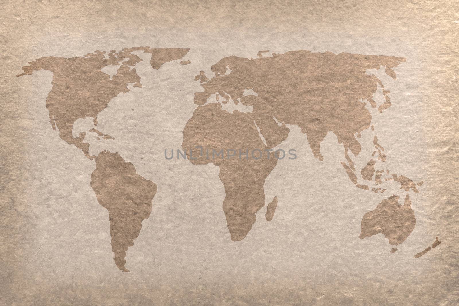 vintage world map on paper craft (map from NASA)