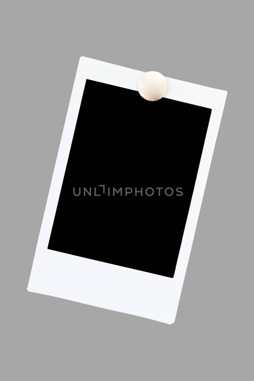 isolated blank instant photo film using as photo frame on gray background