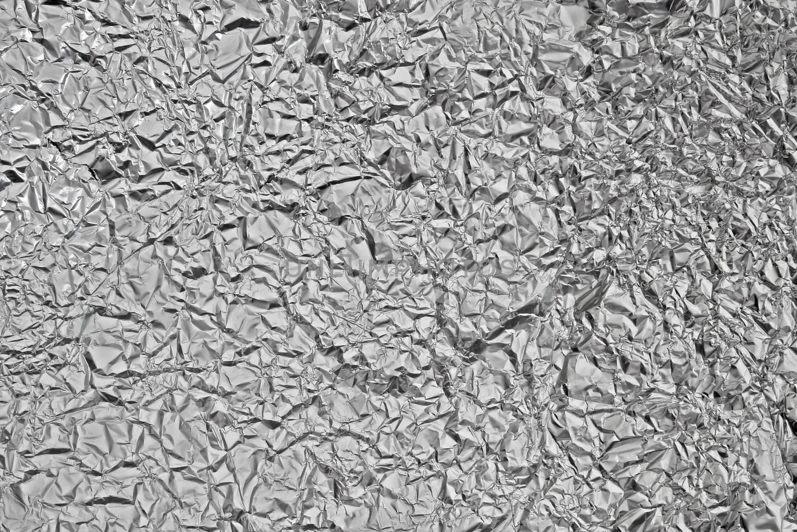 Pattern of Wrinkled Silver Aluminum Foil Paper using as background