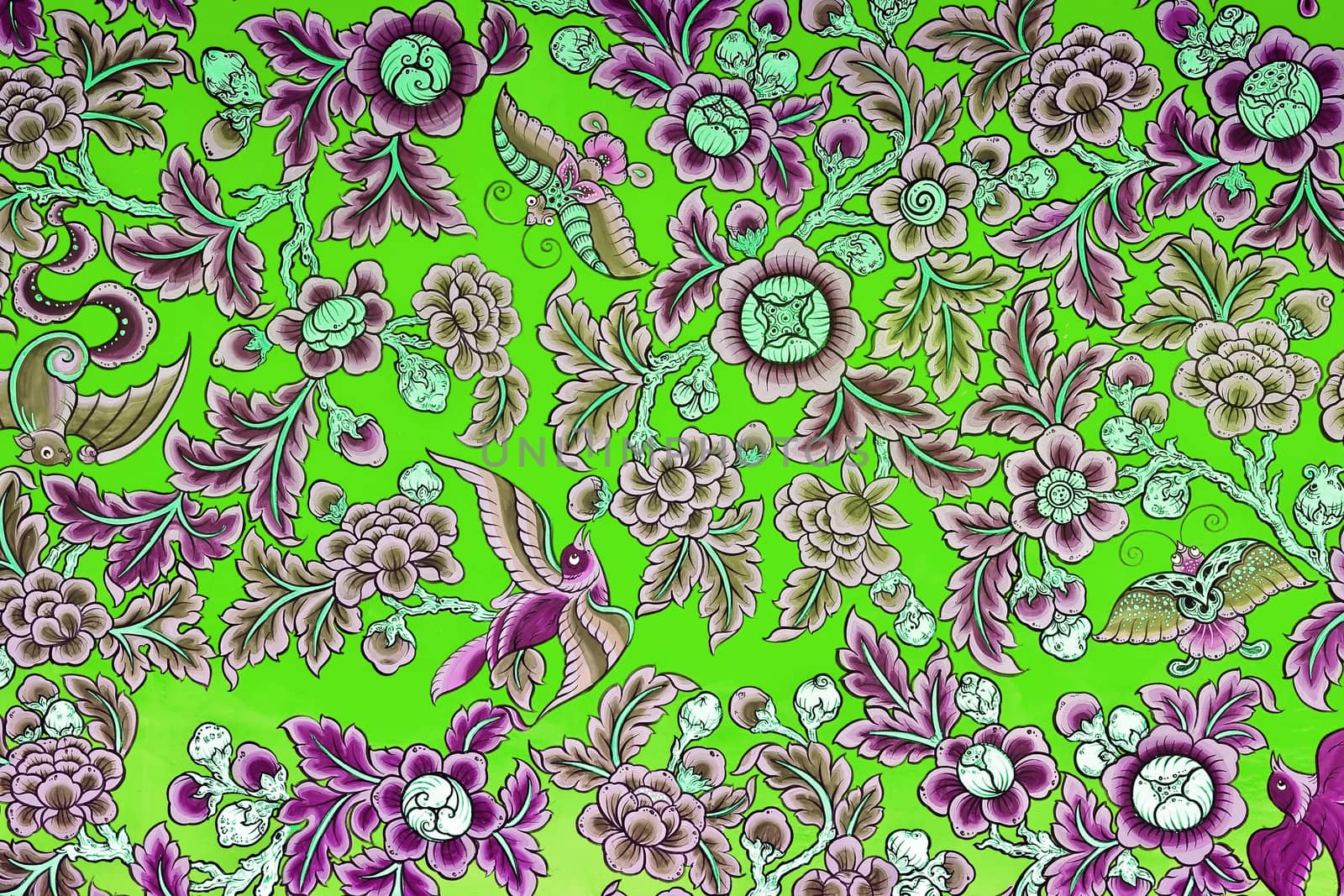 green Thai Chinese Traditional Painting