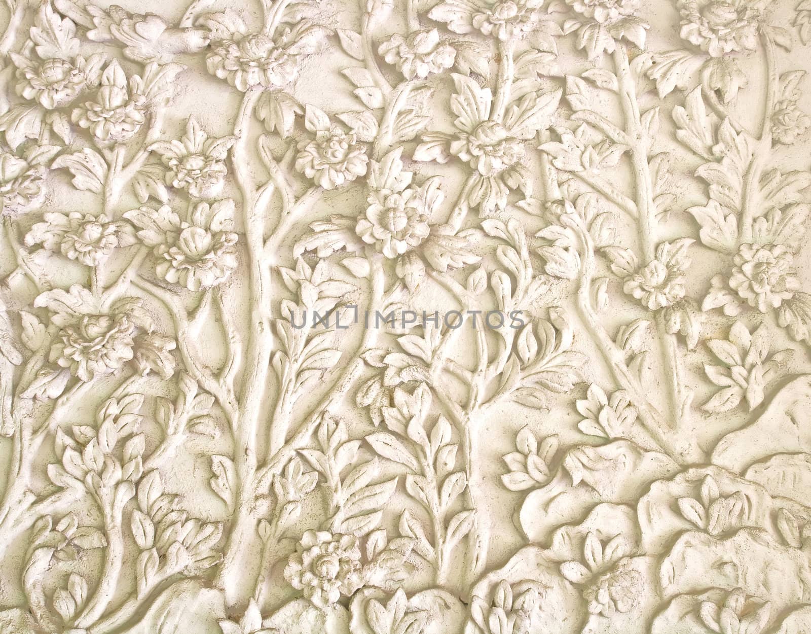 Traditional Thai Chinese Stone Carving in Flower Field shape