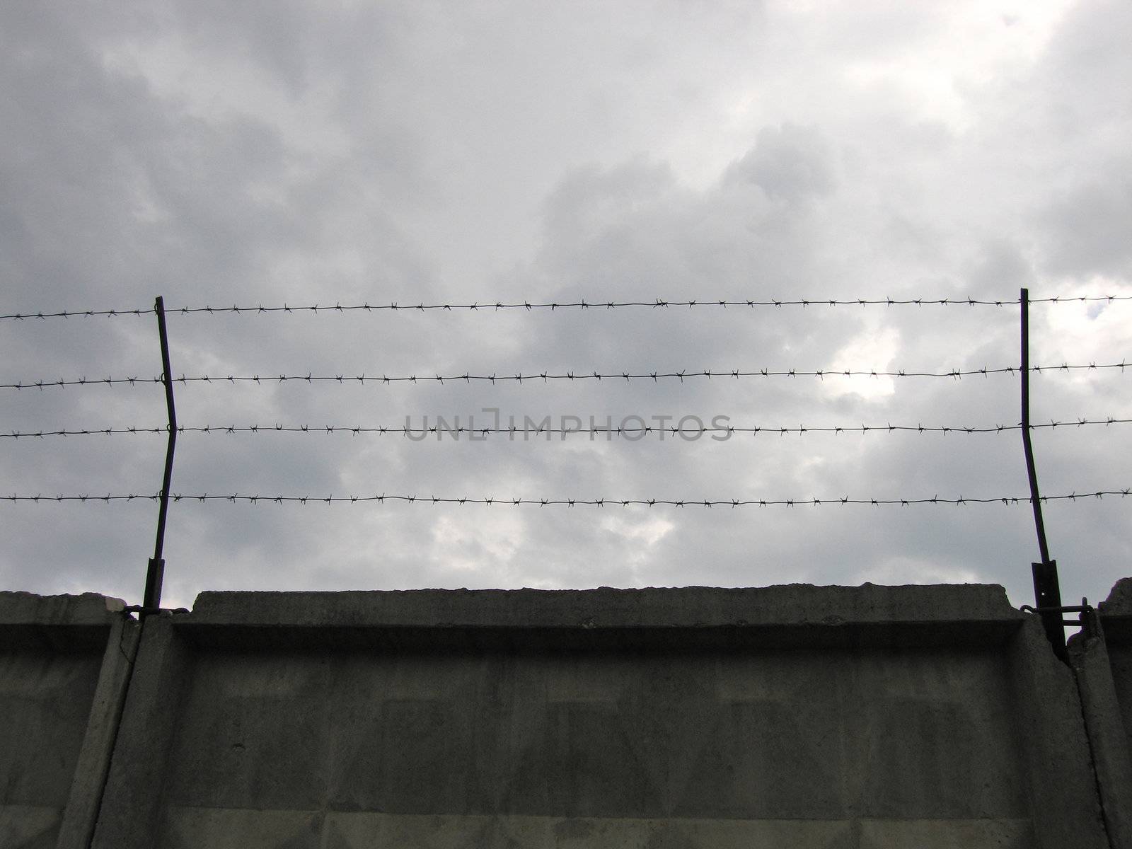 Barbed wire fence for security protection
