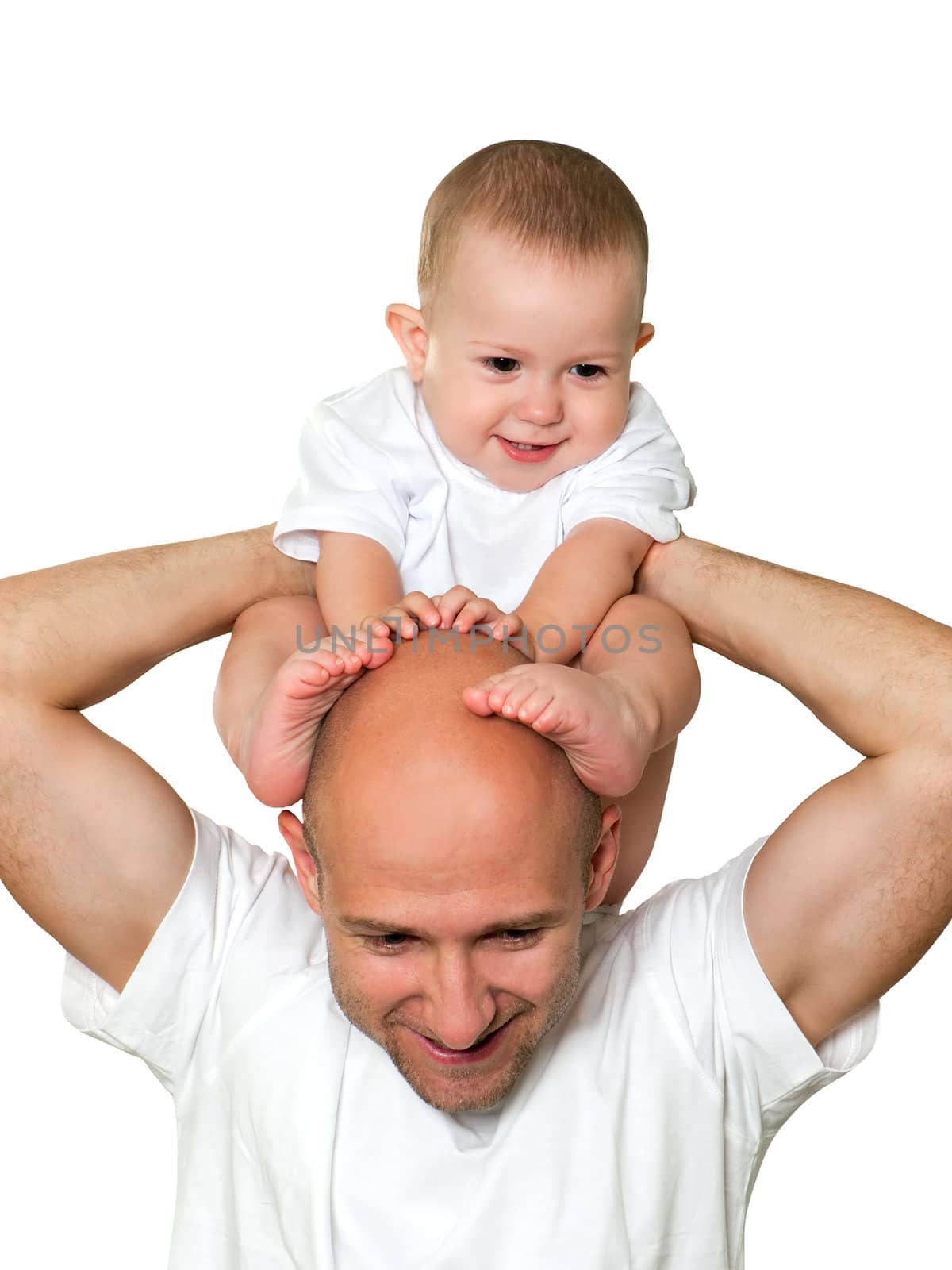 Father and little smiling child in family hapiness