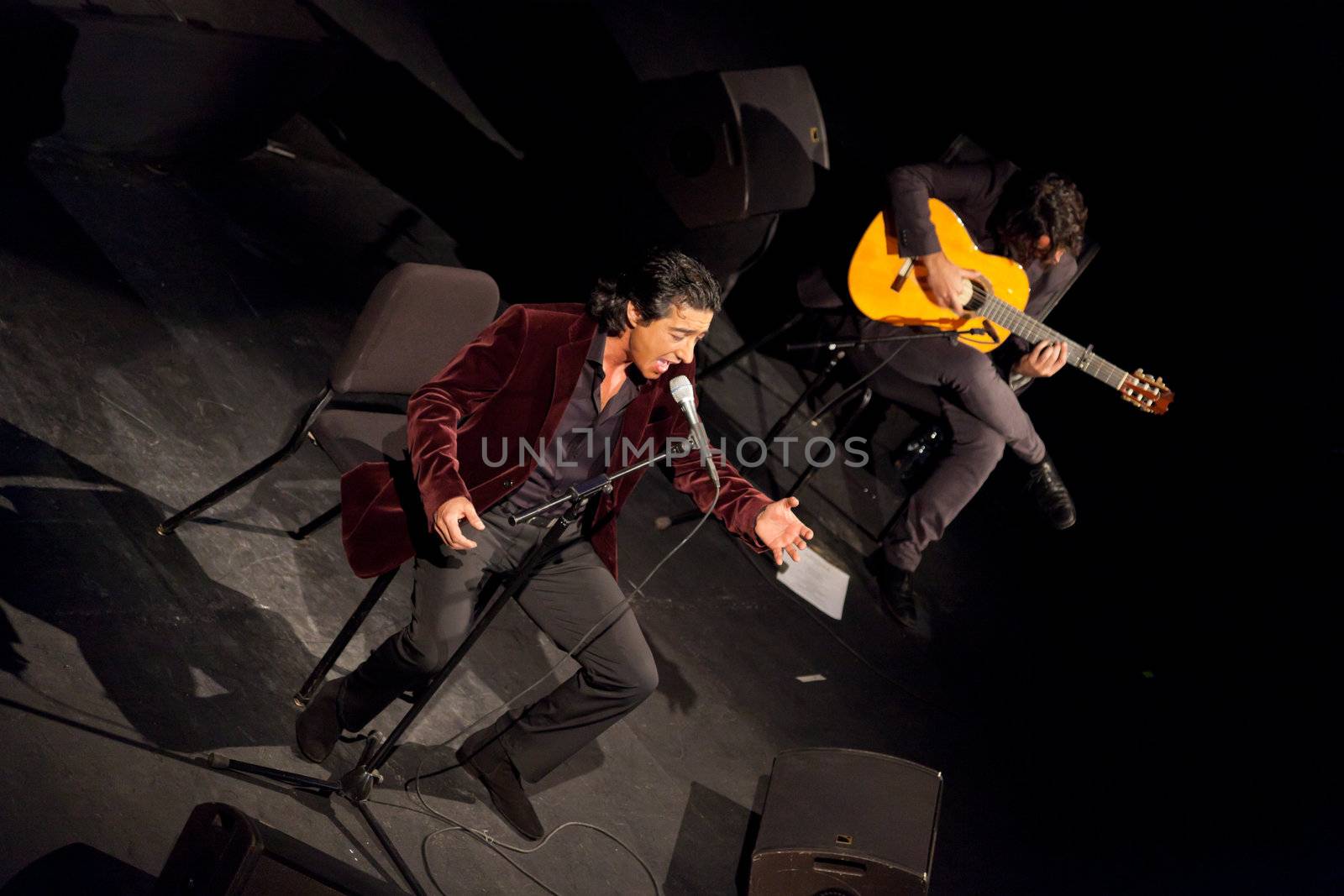 CADIZ, SPAIN - NOV 25: Juan Valderrama performing on the concert  of the IX Festival os spanish music on November 24, 2011, in the Gran Teatro Falla, Cadiz, Spain