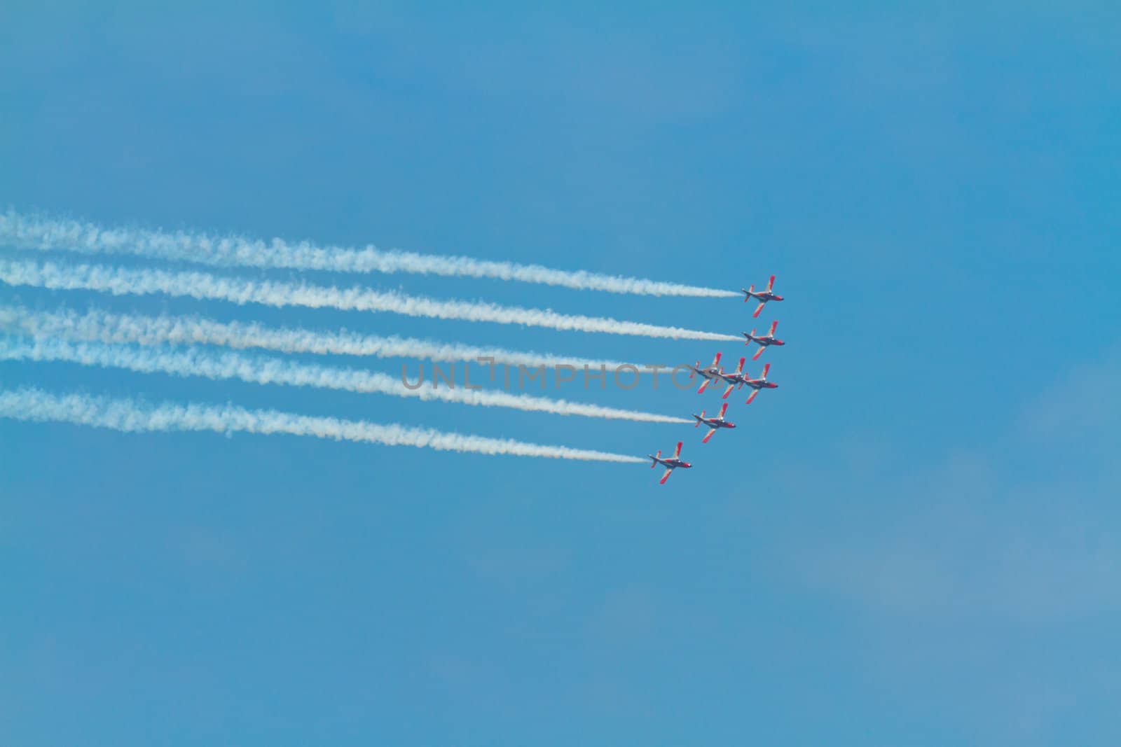 MALAGA, SPAIN-MAY 28: Aircrafts of the Patrulla Aguila taking part in an exhibition on the day of the spanish army forces on May 28, 2011, in Malaga, Spain