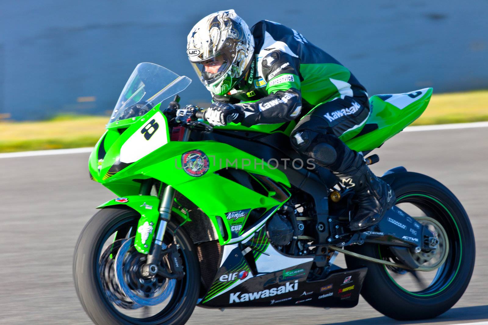 JEREZ DE LA FRONTERA, SPAIN - APR 16: Kawasaki Ninja Cup motorcyclist Adria Araujo races in the CEV Championship race on April 16, 2011 in Jerez de la Frontera, Spain.