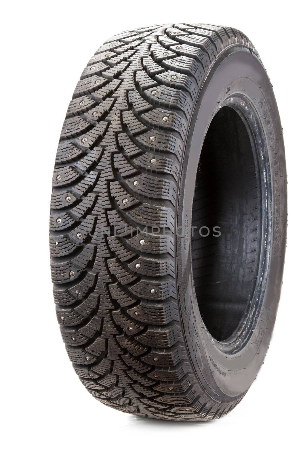 Winter wheel thorns insulated on white background
