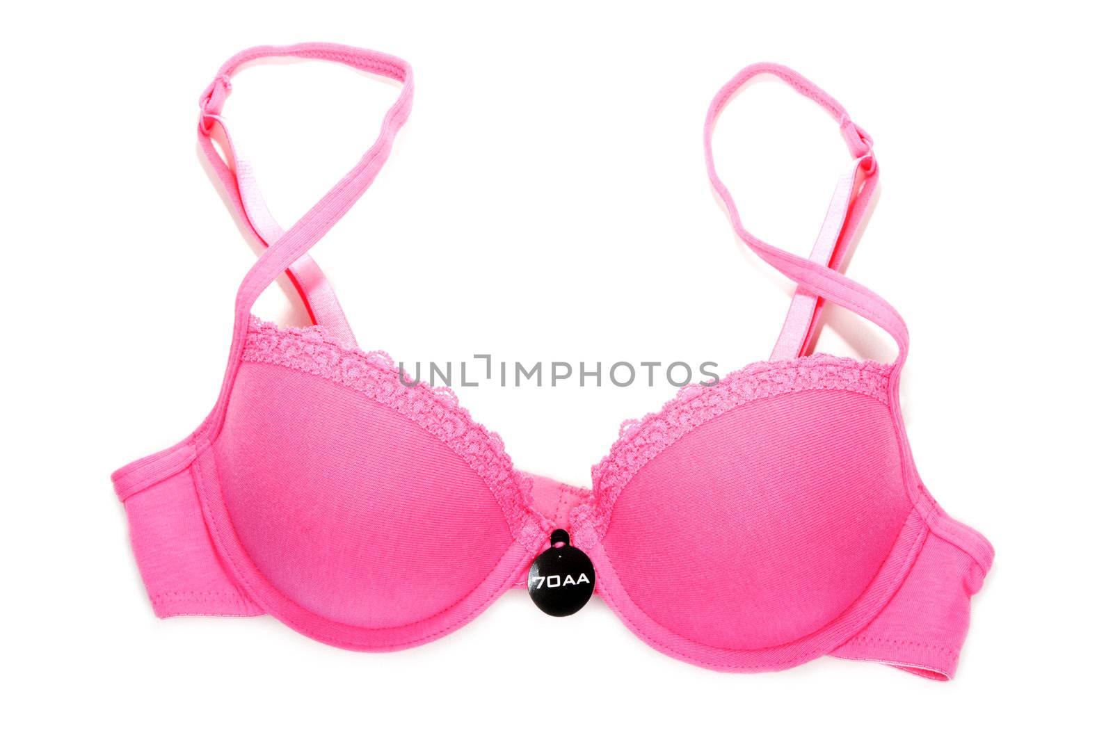 Rose bra without lace on white background