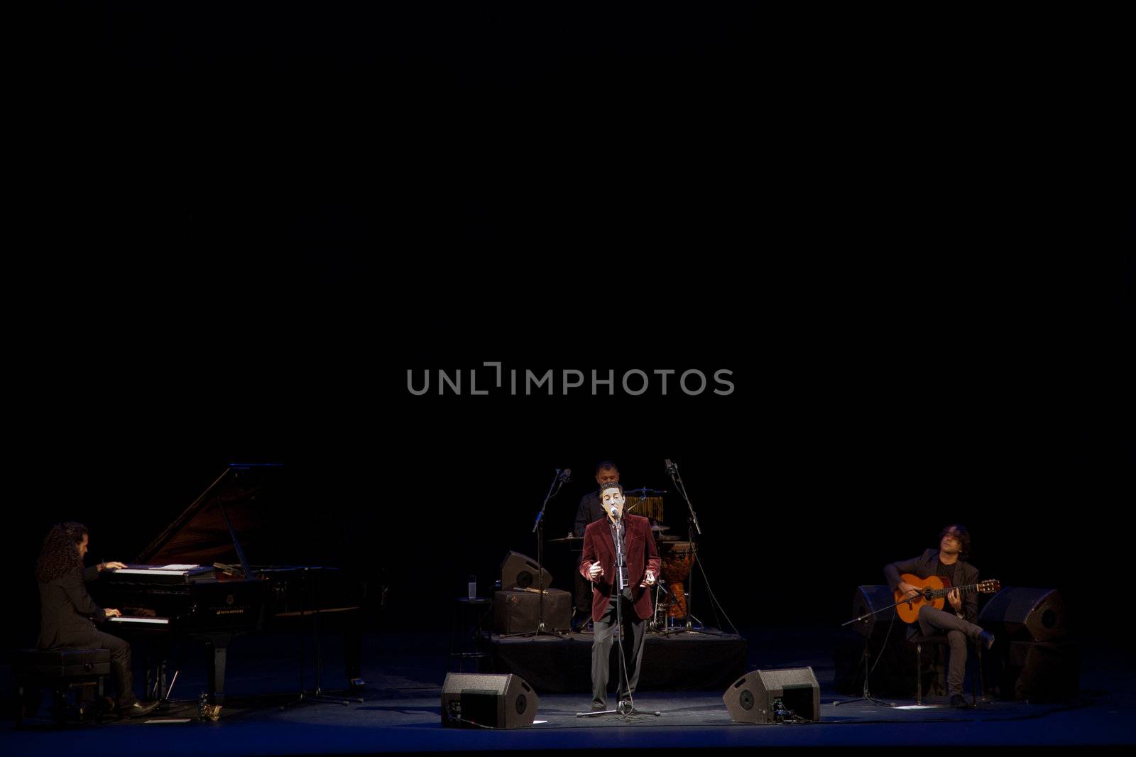 CADIZ, SPAIN - NOV 25: Juan Valderrama performing on the concert  of the IX Festival os spanish music on November 24, 2011, in the Gran Teatro Falla, Cadiz, Spain