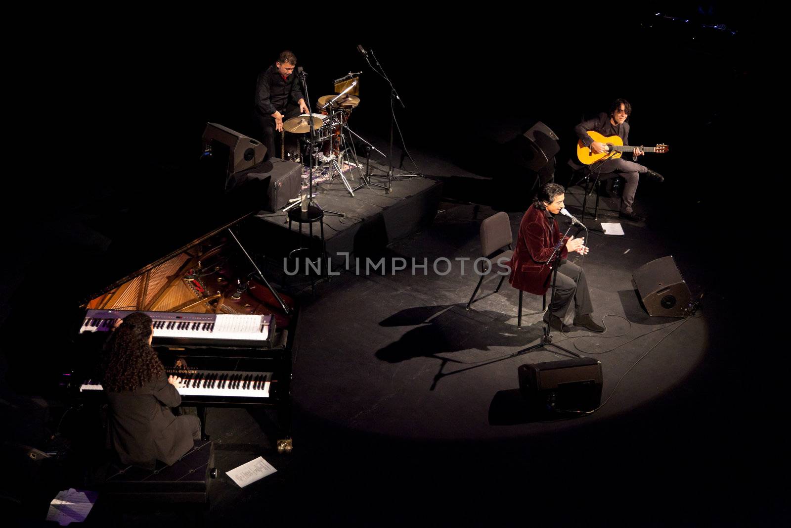CADIZ, SPAIN - NOV 25: Juan Valderrama performing on the concert  of the IX Festival os spanish music on November 24, 2011, in the Gran Teatro Falla, Cadiz, Spain