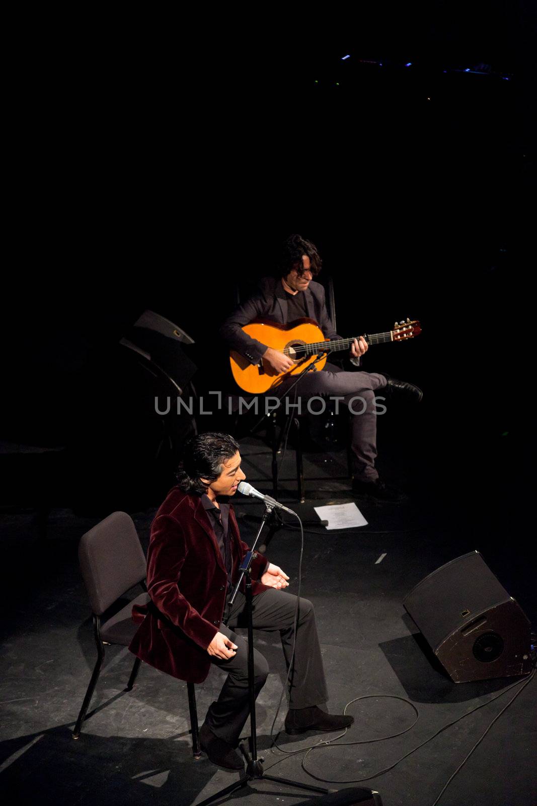 CADIZ, SPAIN - NOV 25: Juan Valderrama performing on the concert  of the IX Festival os spanish music on November 24, 2011, in the Gran Teatro Falla, Cadiz, Spain