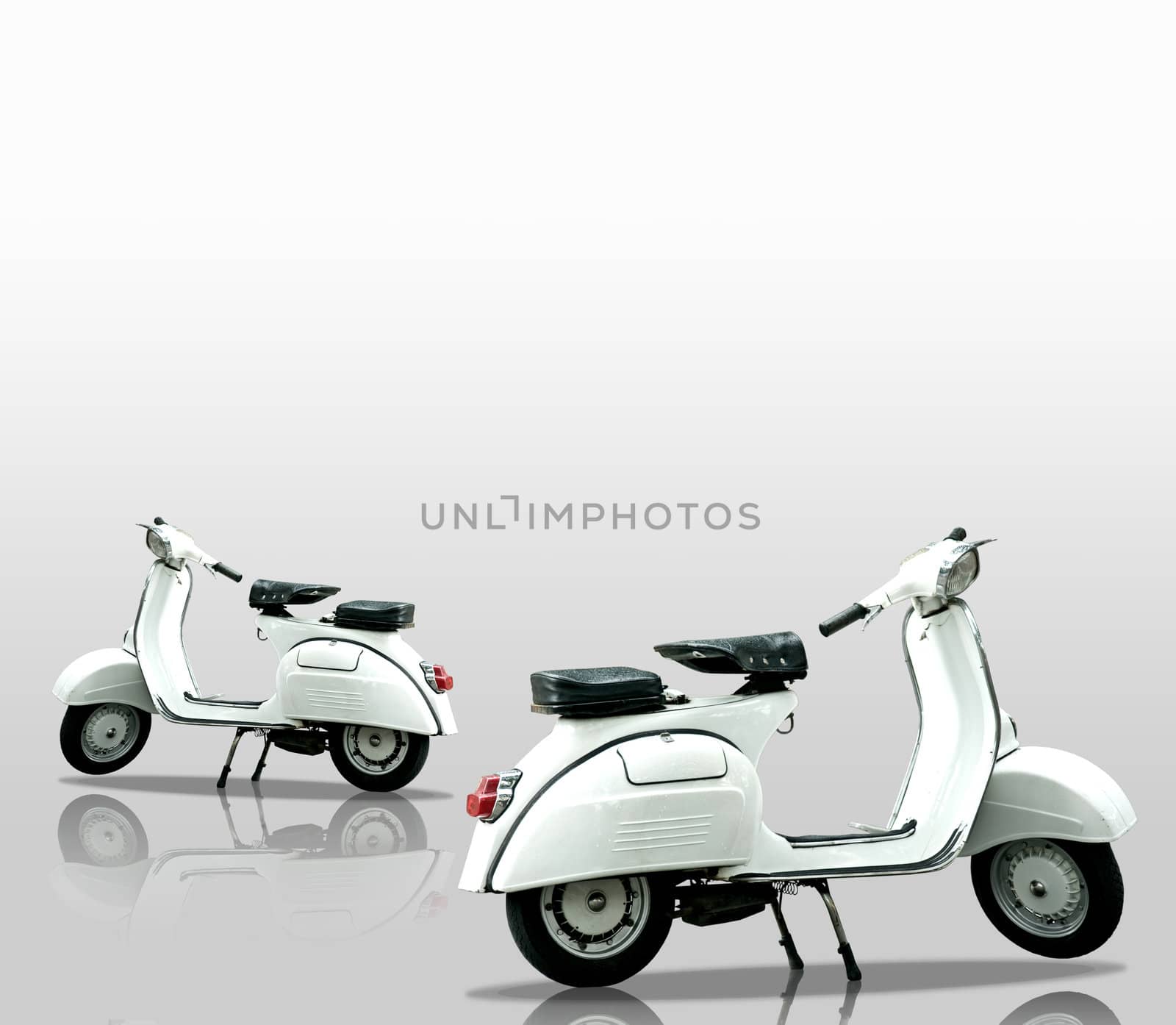 White retro motorbike on white background