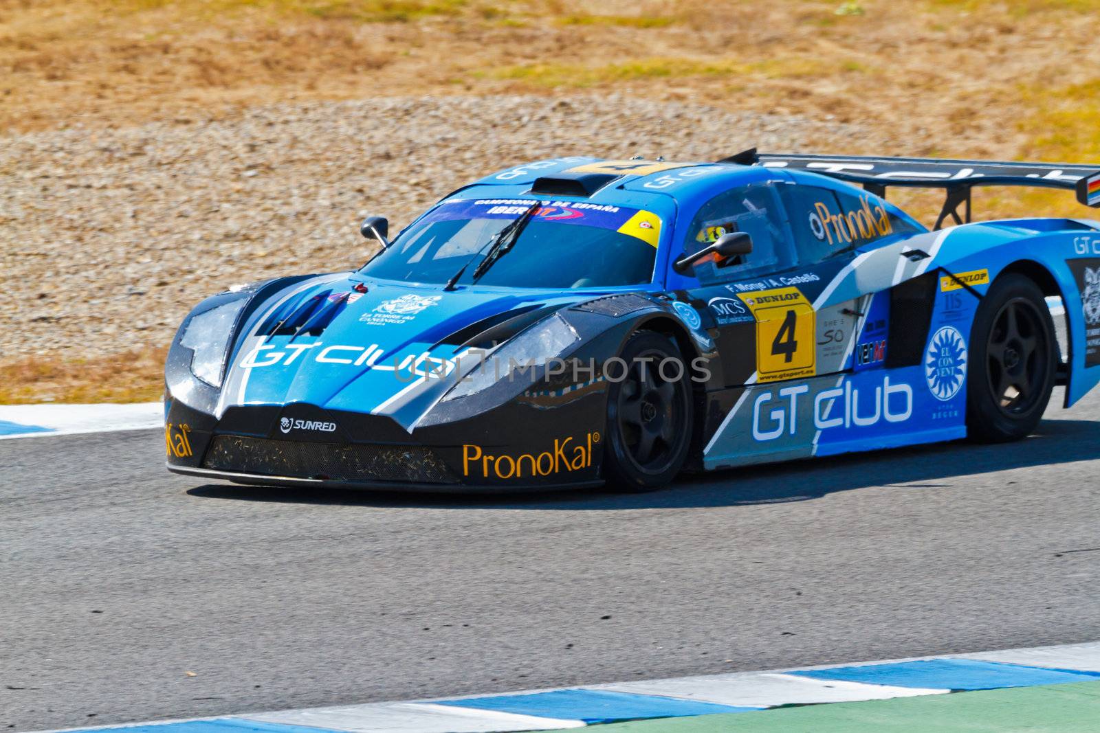 JEREZ DE LA FRONTERA, SPAIN - OCT 16: Ferran Monje of SUNRED races on Iber GT championship on October 16 , 2011, in Jerez de la Frontera , Spain
