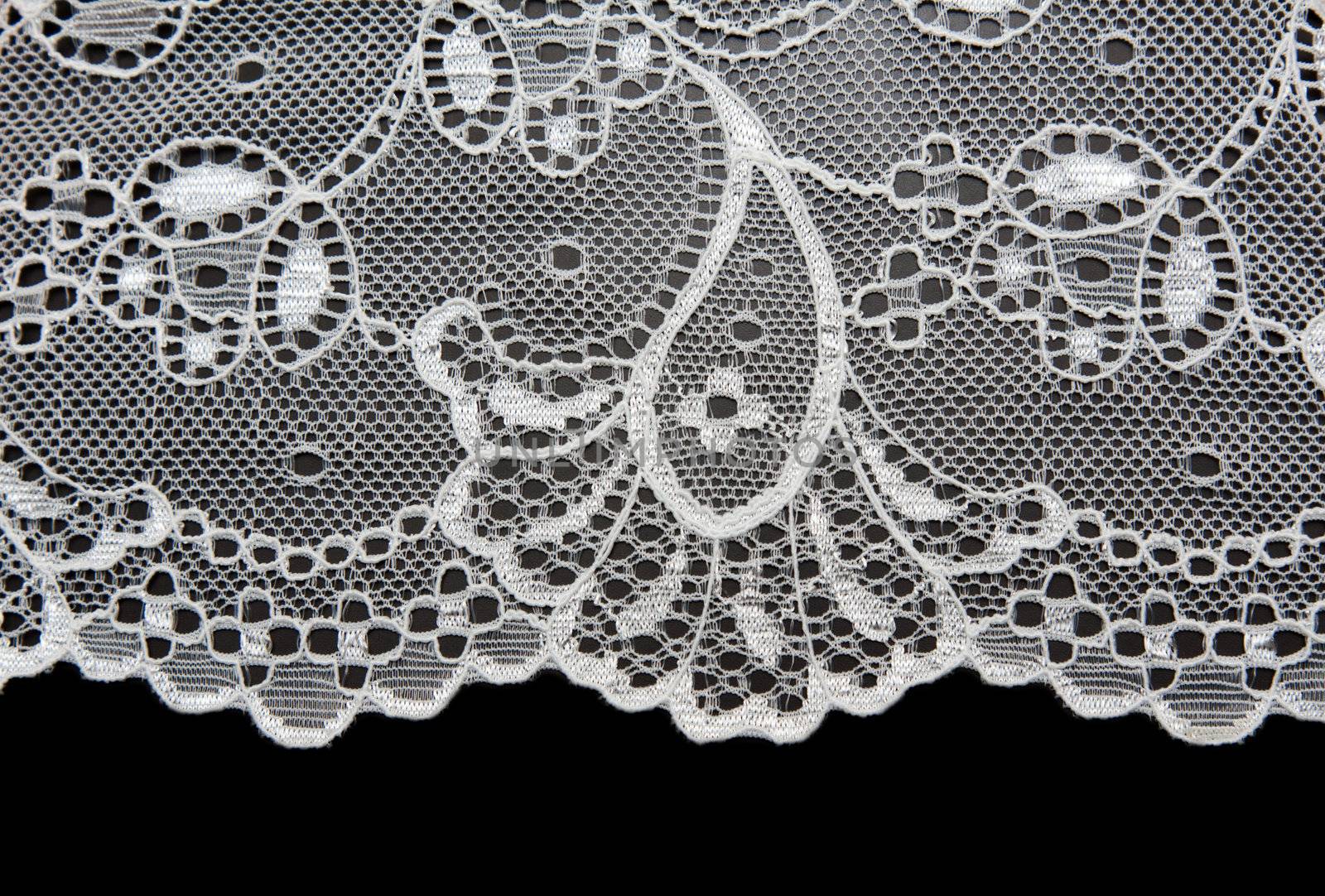 White ace with pattern with form flower on black background