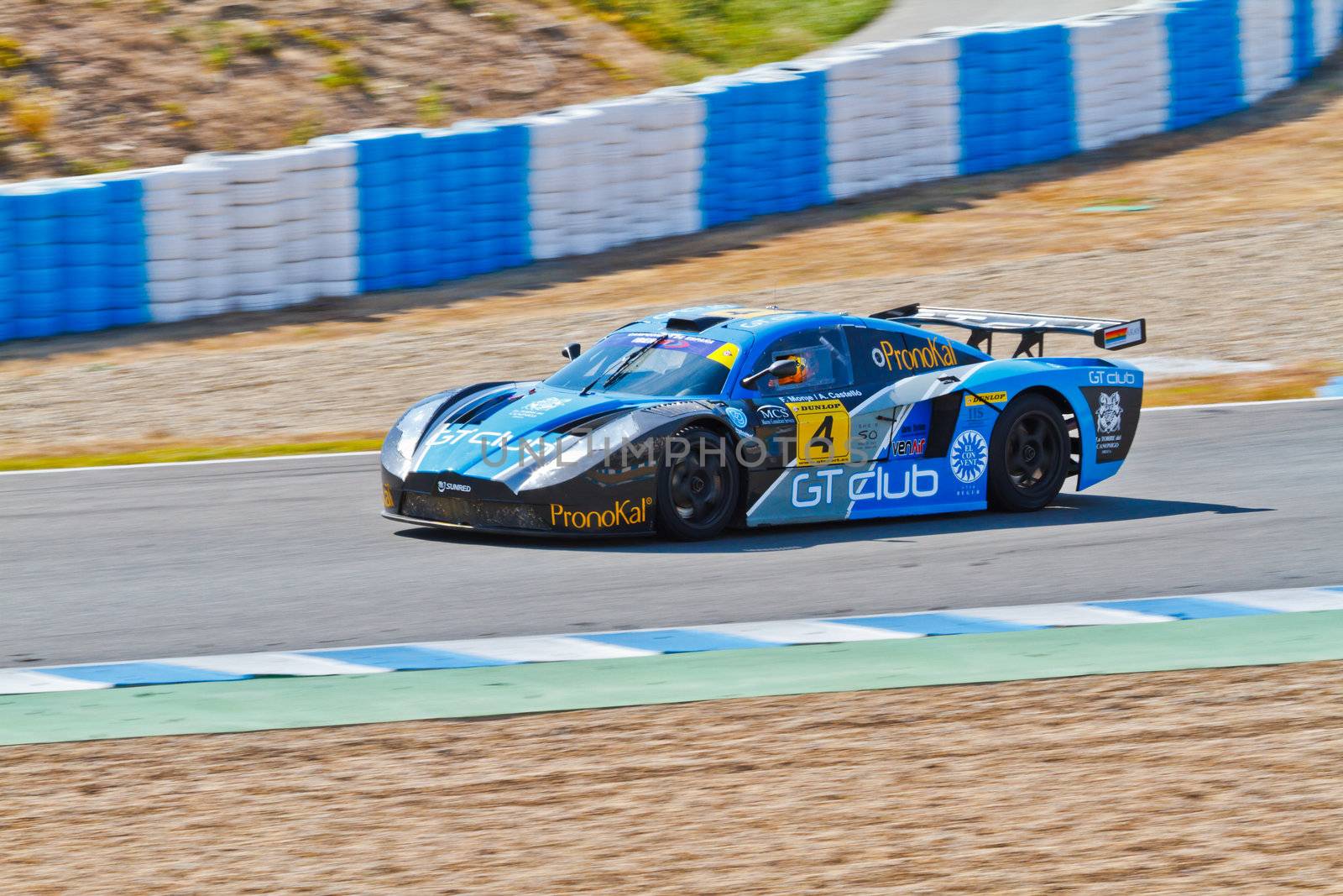 JEREZ DE LA FRONTERA, SPAIN - OCT 16: Ferran Monje of SUNRED races on Iber GT championship on October 16 , 2011, in Jerez de la Frontera , Spain
