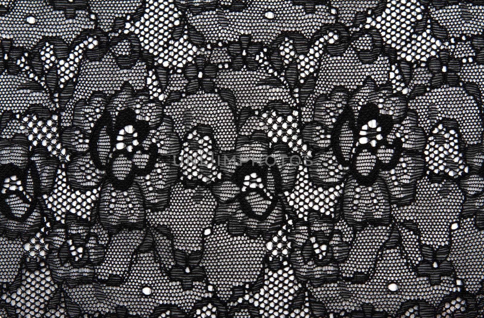 Background from black lace with pattern with form flower on white