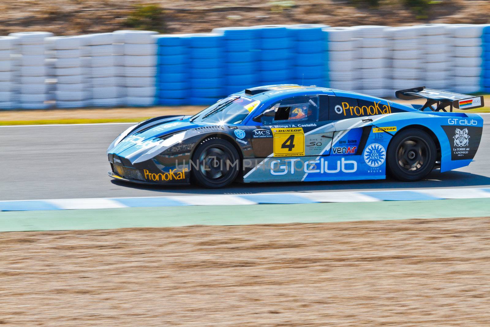 JEREZ DE LA FRONTERA, SPAIN - OCT 16: Ferran Monje of SUNRED races on Iber GT championship on October 16 , 2011, in Jerez de la Frontera , Spain