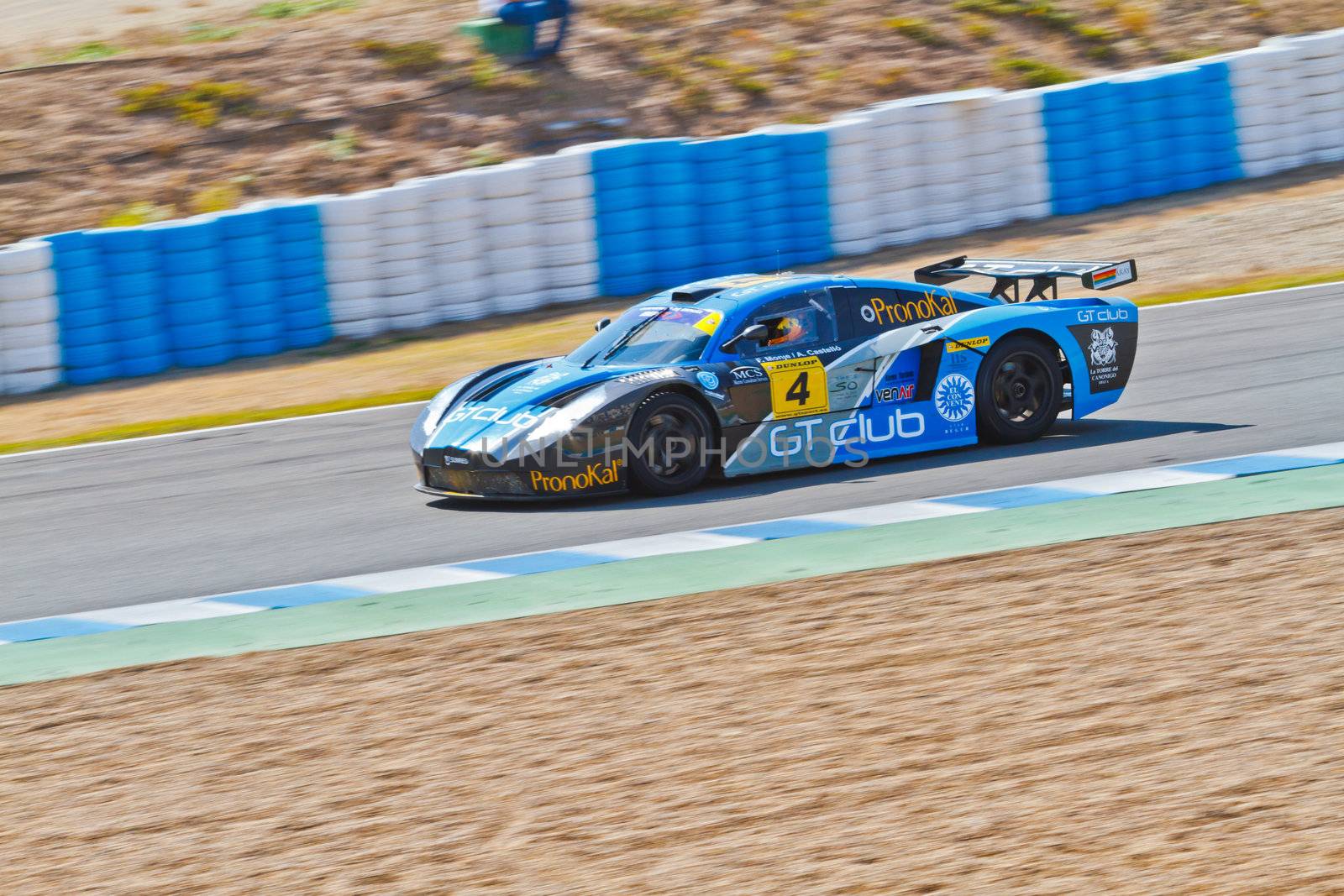 JEREZ DE LA FRONTERA, SPAIN - OCT 16: Ferran Monje of SUNRED races on Iber GT championship on October 16 , 2011, in Jerez de la Frontera , Spain