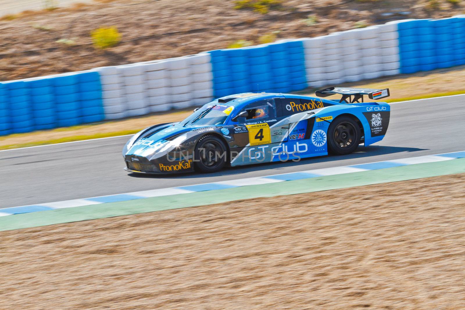 JEREZ DE LA FRONTERA, SPAIN - OCT 16: Ferran Monje of SUNRED races on Iber GT championship on October 16 , 2011, in Jerez de la Frontera , Spain